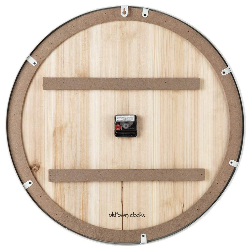 Oldtown Clocks ساعة حائط قديمة 24" - ساعة حائط معدنية وخشب صلب بدون صوت بلون أزرق شاطئي متآكل (أزرق ساحلي، 24 بوصة) - Image 4